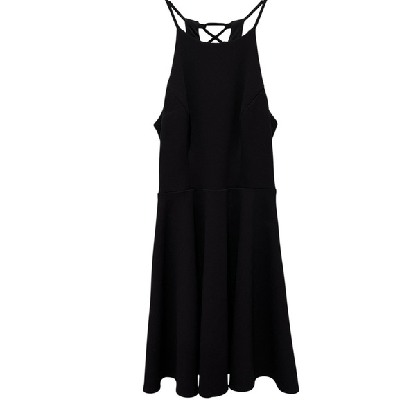 🧁black criss cross back tie flowy bottom dress - Picture 1 of 11